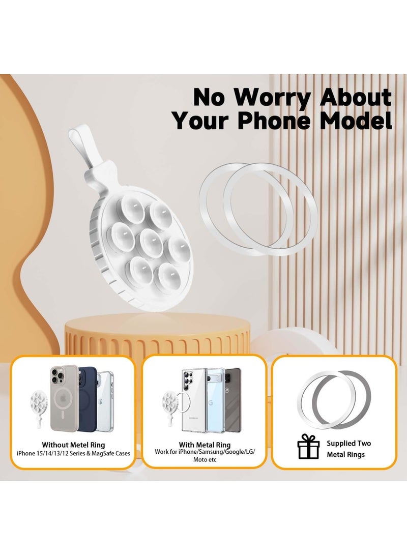 SOLARAE Silicone Suction Cup Phone Mount for MagSafe, Magnetic Reusable Anti-Slip Hands-Free Phone Holder, Compatible with iPhone MagSafe Phone Case, Suitable for Selfies Tiktok (White) - Image 2