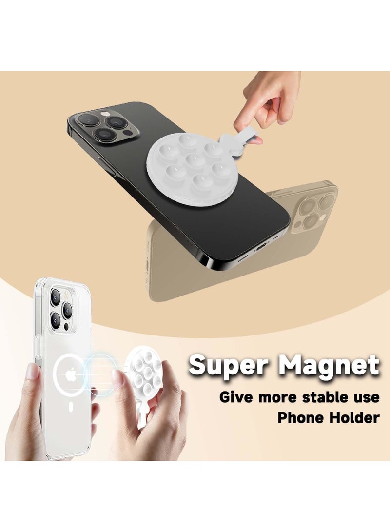 SOLARAE Silicone Suction Cup Phone Mount for MagSafe, Magnetic Reusable Anti-Slip Hands-Free Phone Holder, Compatible with iPhone MagSafe Phone Case, Suitable for Selfies Tiktok (White) - Image 4