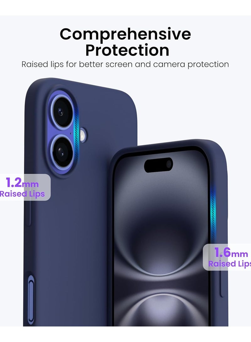 Delivus Iphone 16 Plus,Navy Blue Silicone Case - Silky Soft Touch with Grade Drop Protection - Anti-Scratch Microfiber Lining - Shockproof Protective Phone Case Slim Thin Cover - Image 4