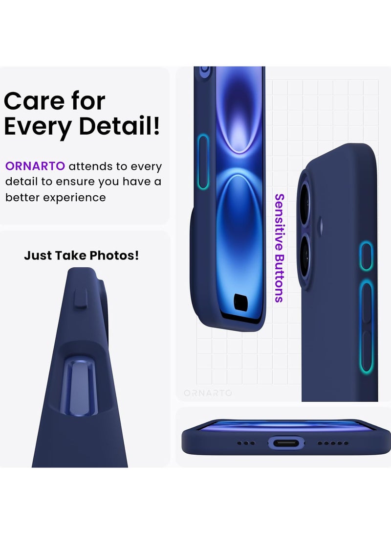 Delivus Iphone 16 Plus,Navy Blue Silicone Case - Silky Soft Touch with Grade Drop Protection - Anti-Scratch Microfiber Lining - Shockproof Protective Phone Case Slim Thin Cover - Image 5
