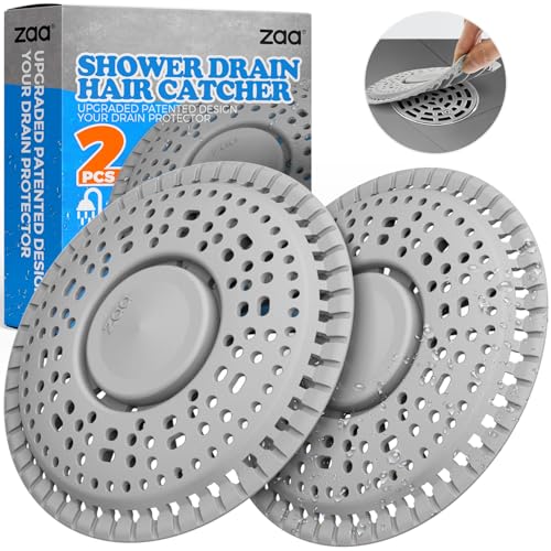 zaa Shower Drain Hair Catcher 2 Pack Premium Silicone Drain Protector  Shower Drain Cover Shower Installation Kits for Flat Drains of Shower Room Bathroom Gray