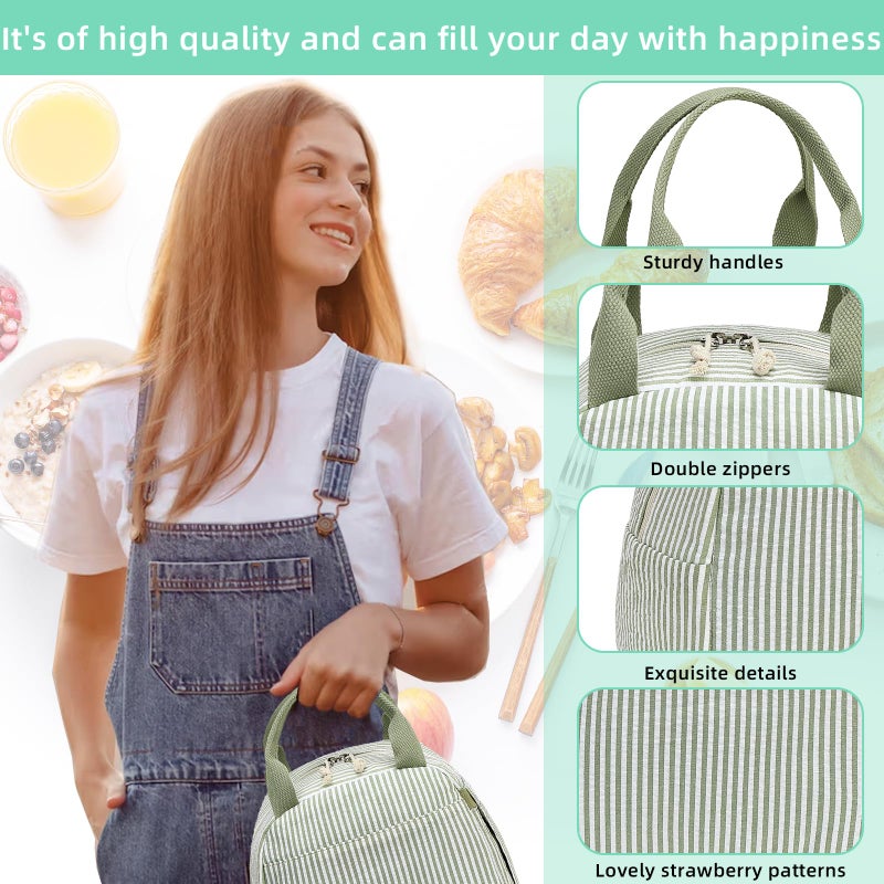 LEDAOU Lunch Box for Women Insulated Lunch Bag Lunch Tote Bags Leakproof Cooler Lunch Case for Travel Work Picnic - Image 2