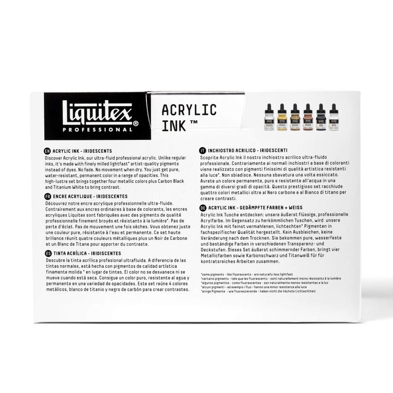 Liquitex Professional Acrylic Ink! Metalics Set, Multiple Colors, Set of 6 (3699315) - Image 5