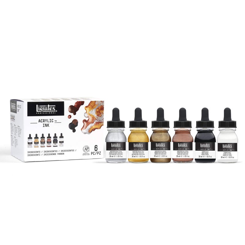 Liquitex Professional Acrylic Ink! Metalics Set, Multiple Colors, Set of 6 (3699315) - Image 3