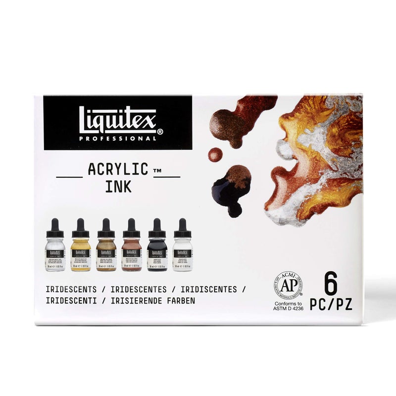 Liquitex Professional Acrylic Ink! Metalics Set, Multiple Colors, Set of 6 (3699315) - Image 1