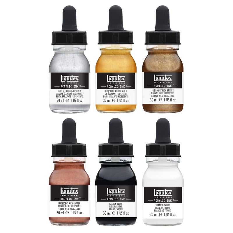 Liquitex Professional Acrylic Ink! Metalics Set, Multiple Colors, Set of 6 (3699315) - Image 2