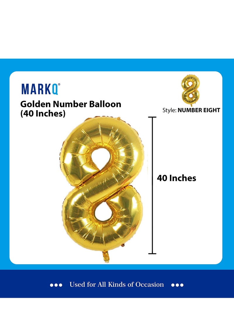 MARKQ 40 inch Number Balloons, Large Gold Foil Helium Balloons for Anniversary Wedding Birthday Party Decoration Supplies (Number 8) - Image 2