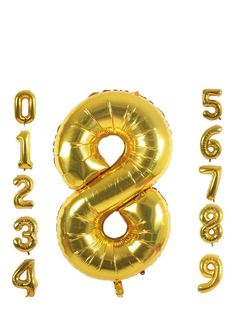 MARKQ 40 inch Number Balloons, Large Gold Foil Helium Balloons for Anniversary Wedding Birthday Party Decoration Supplies (Number 8) - Image 1