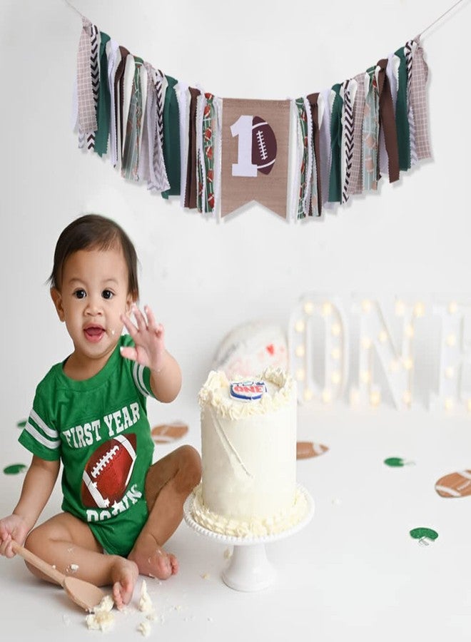 FELIX Football First Birthday Outfit High Chair Banner - Green, White, Brown Football Party Banner, 1st Birthday Highchair Decoration, Photography Prop - Image 5