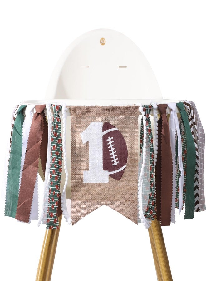 FELIX Football First Birthday Outfit High Chair Banner - Green, White, Brown Football Party Banner, 1st Birthday Highchair Decoration, Photography Prop - Image 1