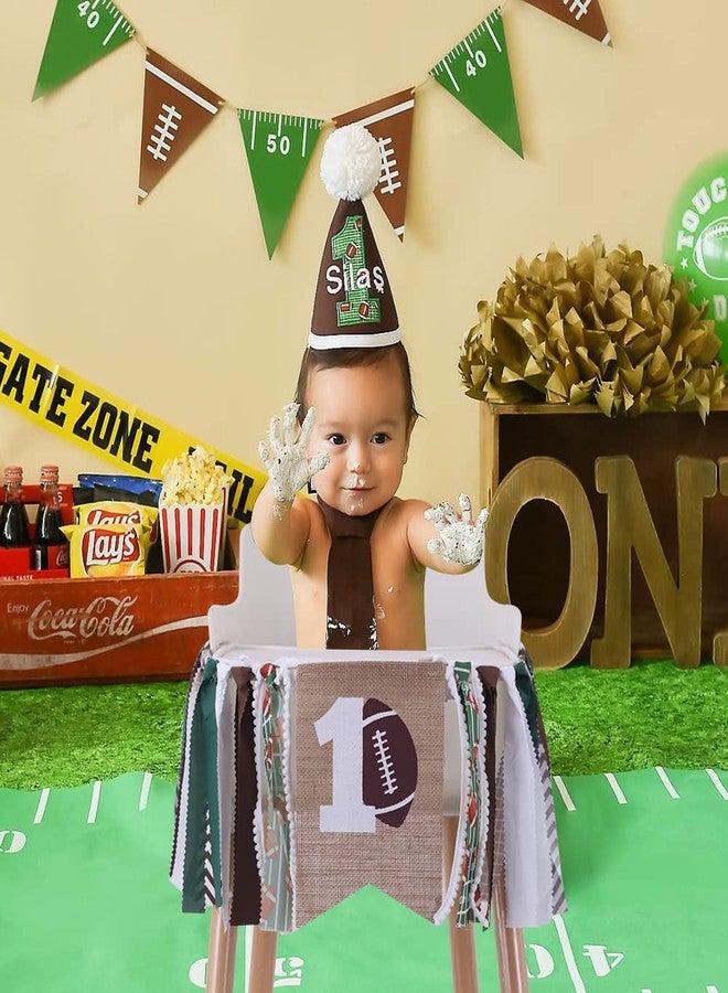 FELIX Football First Birthday Outfit High Chair Banner - Green, White, Brown Football Party Banner, 1st Birthday Highchair Decoration, Photography Prop - Image 3