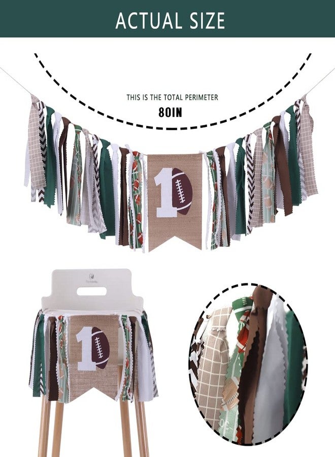 FELIX Football First Birthday Outfit High Chair Banner - Green, White, Brown Football Party Banner, 1st Birthday Highchair Decoration, Photography Prop - Image 2