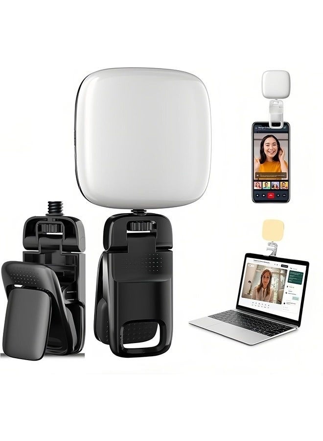 Clip-on Selfie Light for Phone - Portable Ring Light LED Pocket Video Light for iPhone Tablet Laptop Computer Camera, Mini Rechargeable Photo Fill Light for Video Conference Live Stream Tiktok Makeup - Image 1