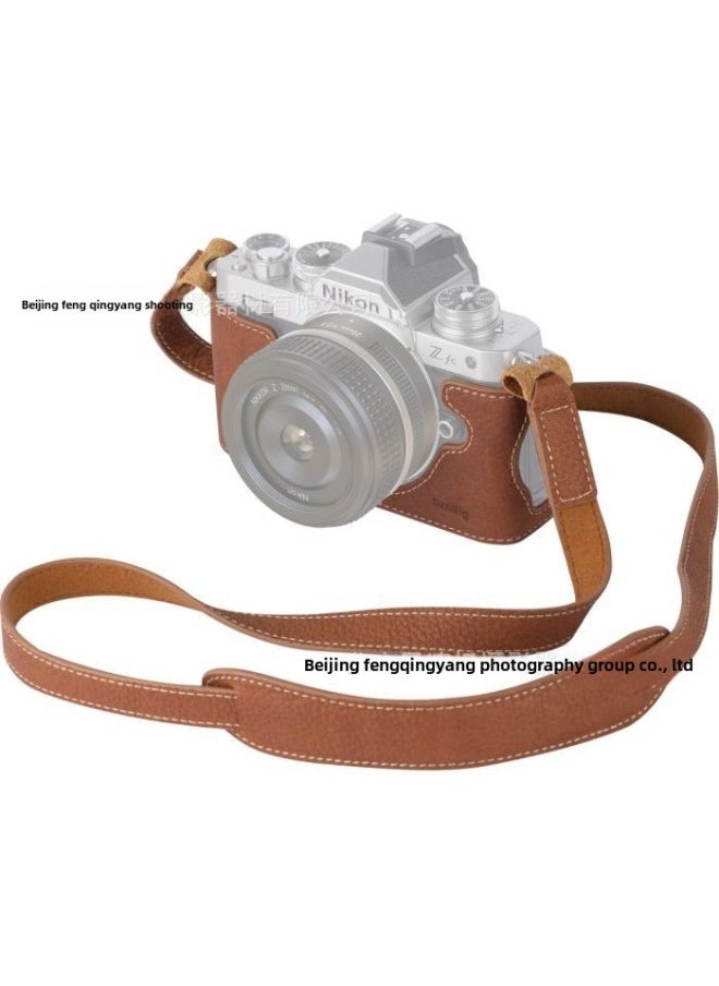 Generic Smokey ZFC Wooden Camera Grip Protective Case Compatible With Nikon Camera Rabbit Cage Expansion Accessories Lightweight Portable-Color:3481 SmallRig Nikon Z Fc Special Leather Case & Shoulder Strap Suit  - Image 1
