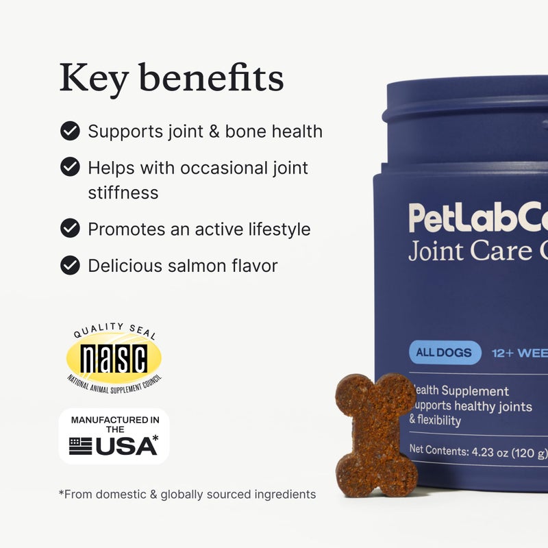 PetLab Co. Joint Care Chews - High Levels of Glucosamine for Dogs, Green Lipped Mussels, and Omega 3 - Dog Hip and Joint Supplement to Actively Support Mobility - Packaging May Vary - Salmon - Image 3