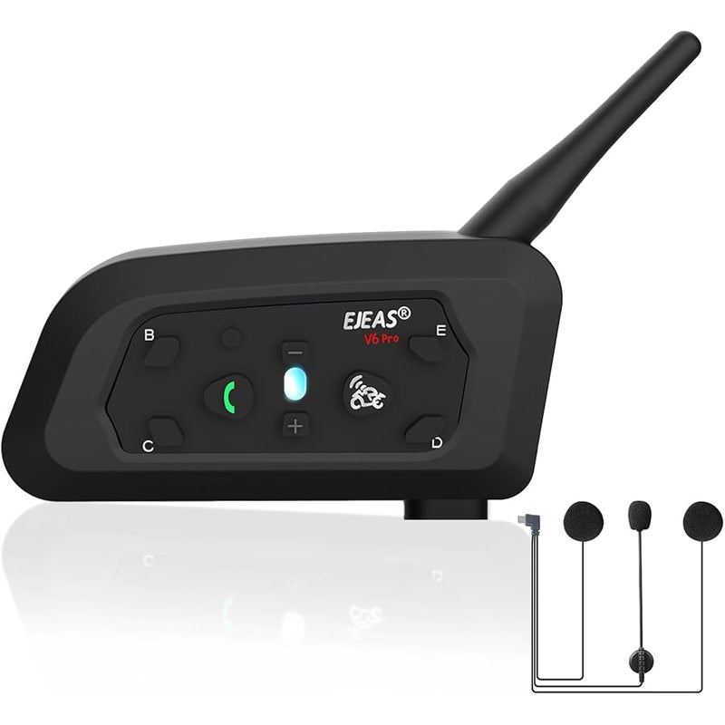 EJEAS V6 Pro Helmet Intercom Communication System V6 Motorcycle Bluetooth On Ear Headphones Connect Up to 6 Riders 1200M V6 Pro(1 Pack) - Image 1