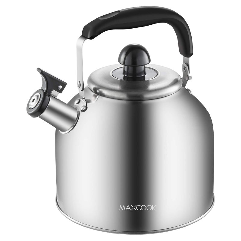 MAX COOK MAXCOOK 4.2 Quart/4L Stainless Steel Whistling Tea Kettle,Brushed Satin, Suitable to Boiling Water & Tea on Induction Stove, Gas Stove Top - Image 1