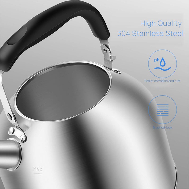 MAX COOK MAXCOOK 4.2 Quart/4L Stainless Steel Whistling Tea Kettle,Brushed Satin, Suitable to Boiling Water & Tea on Induction Stove, Gas Stove Top - Image 5