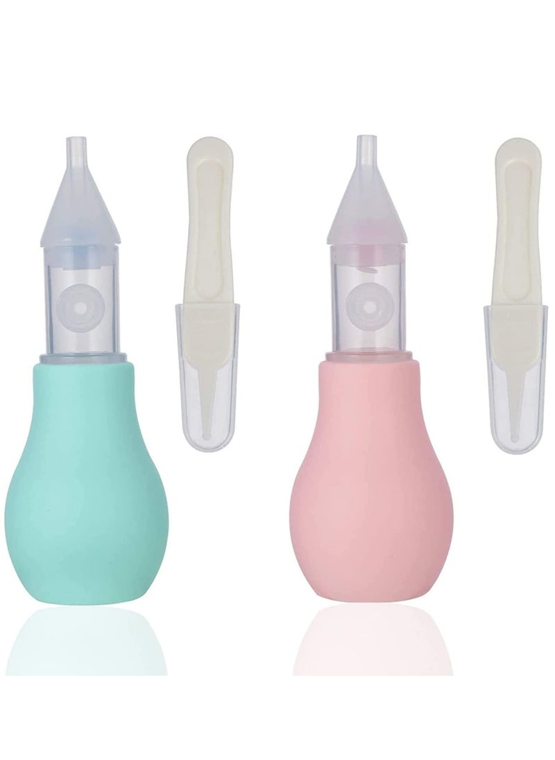 KASTWAVE Pack Of 2 Silicone Baby Nasal Aspirator, Premium Anti-Backflow Nose Cleaner, Manual Nasal Snot Sucker With Carrying Case  - Image 1