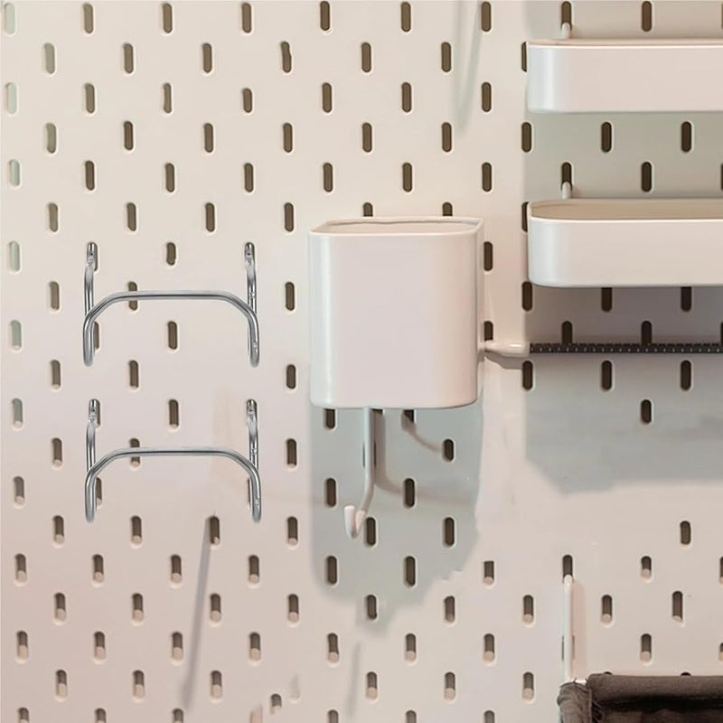 خطافات لوح التثبيت من الفولاذ المقاوم للصدأ 10 قطع حامل أدوات متين لتخزين وتنظيم المرآب - Image 4