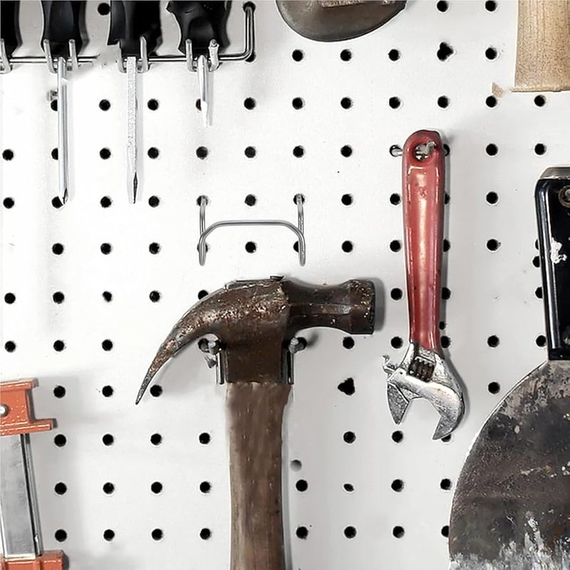 خطافات لوح التثبيت من الفولاذ المقاوم للصدأ 10 قطع حامل أدوات متين لتخزين وتنظيم المرآب - Image 3