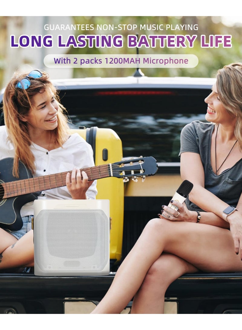 KOLEER Karaoke Machine for Adults,Portable Rechargeable Mini Kareokee Machine with 2 Bluetooth and Wireless Microphone for Tv,Speaker with Microphone for Indoor Outdoor Party, Family Party Singing - Image 3