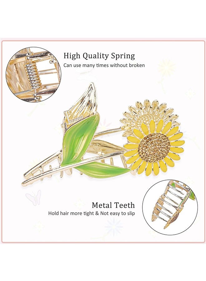 6Pcs Large Metal Flower Hair Claw Clips, Tulip Hair Claw Clip, Sunflower Hair Clips, Non-Slip No Broken Hair Clamps, Lily Flower Hair Hold Clip for Women Thin and Thick Hair - Image 3