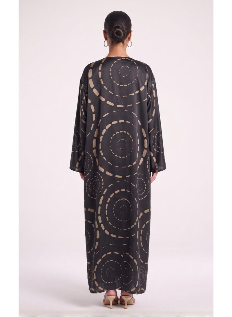 Next Abaya Black Printed Silk Abaya - Image 2
