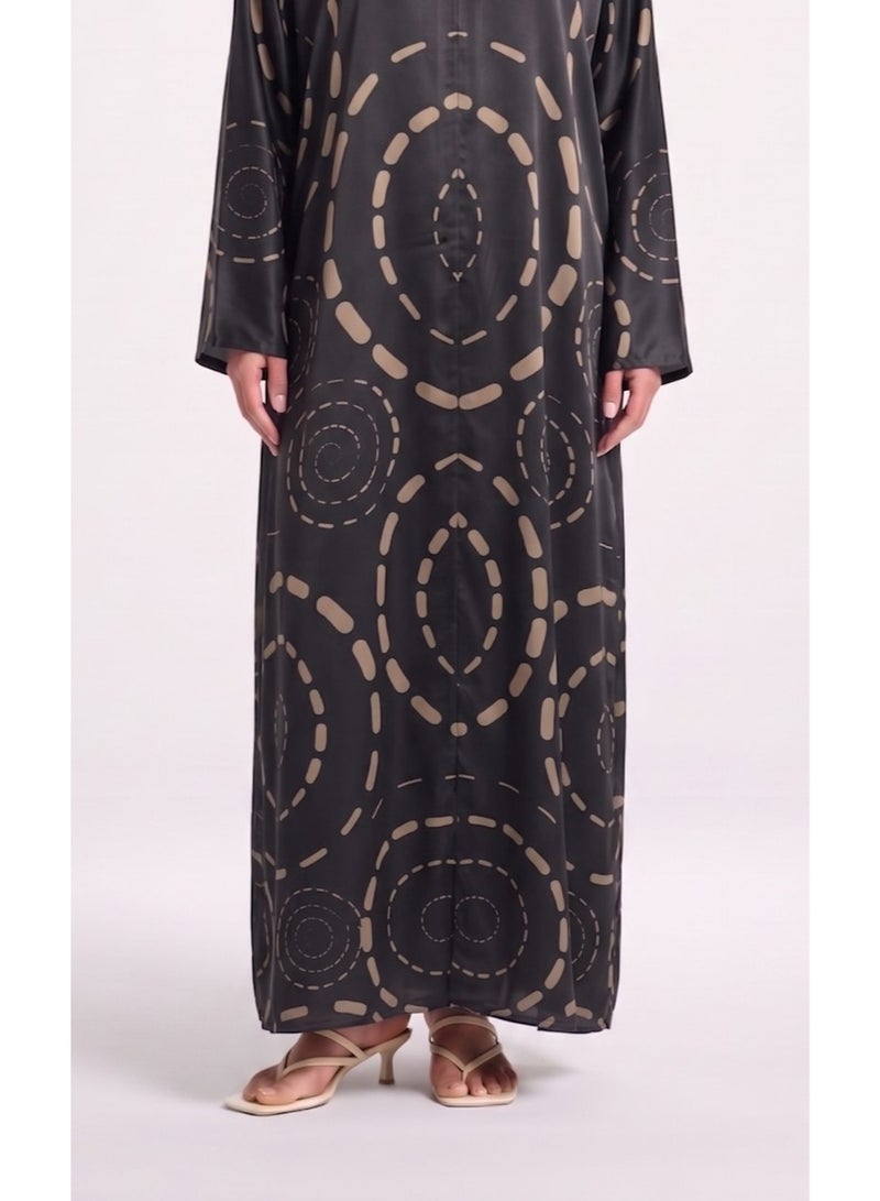 Next Abaya Black Printed Silk Abaya - Image 3