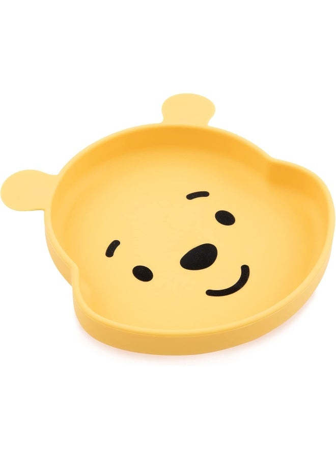 Bumkins Disney Silicone Grip Dish, Suction Plate, Divided Plate, Baby Toddler Plate, BPA Free, Microwave And Dishwasher Safe - Winnie The Pooh - Image 1
