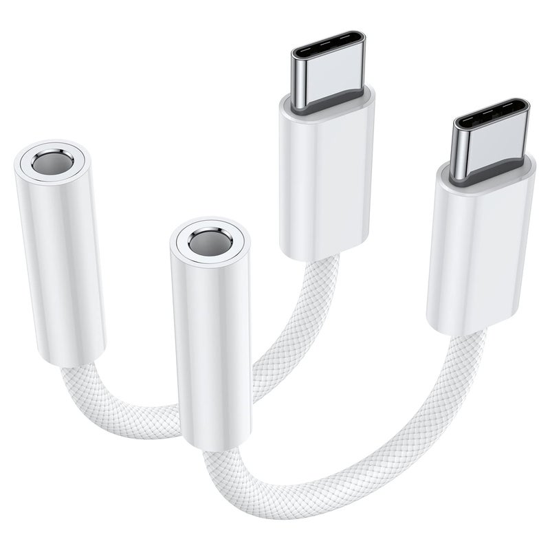 JXMOX USB Type C to 3.5mm Female Headphone Jack Adapter (2-Pack), USB C to Aux Audio Dongle Cable Cord for iPhone 17 Air 16 15 Pro Max, Samsung Galaxy S23 S24 S25 Ultra, iPad Pro, MacBook, Pixel 9 8 - Image 1