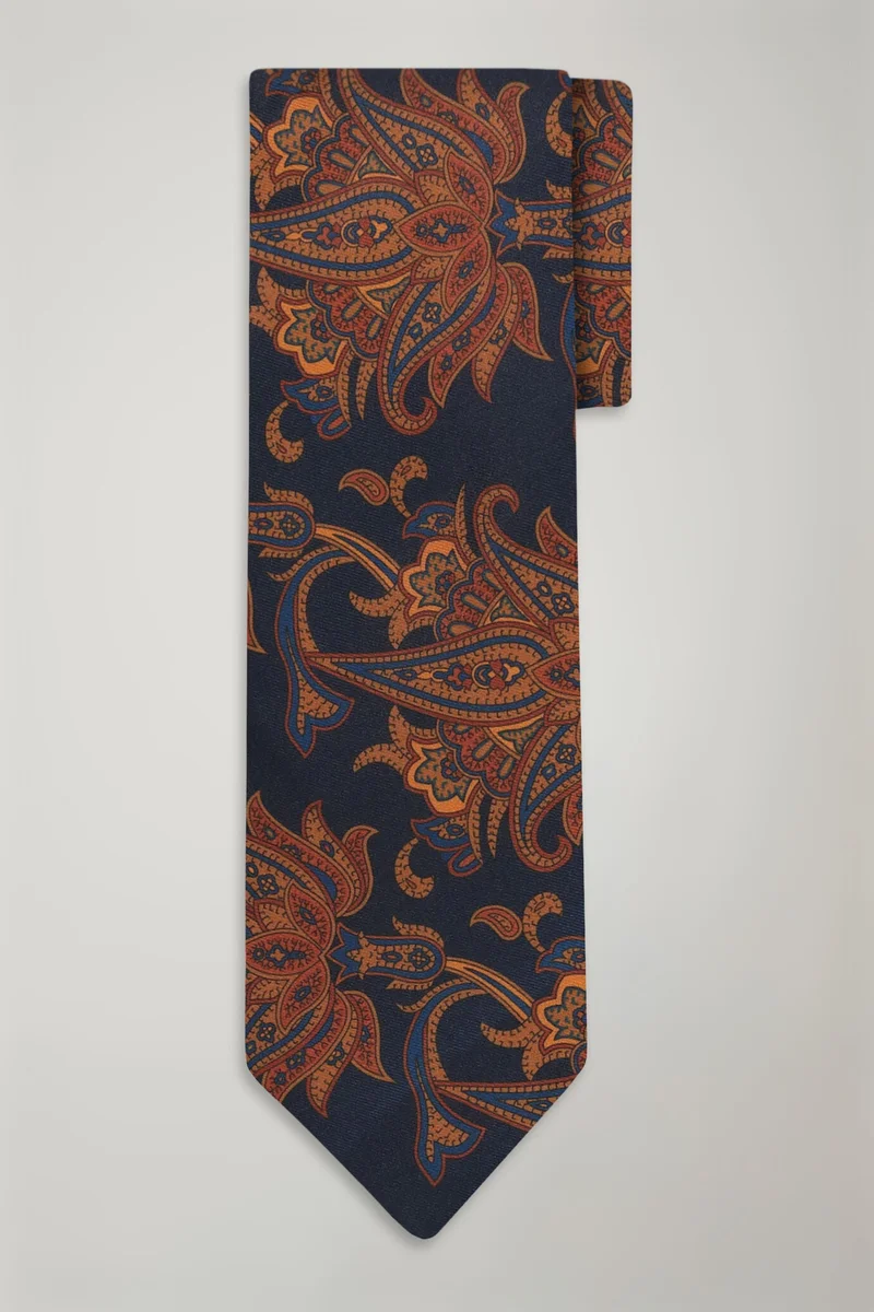Men's micro patterned bamboo tie - DK Blue
