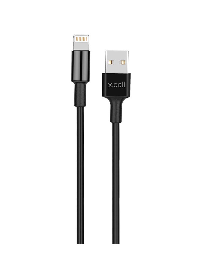 Xcell Xcell USB-A to Lightning Cable | 1.5Mtr | 3A Power Delivery | Heat Resistant Braided | High Speed Data Sync | Compatible with iPhone 14/13/12/11/X, iPad, AirPods - Black  - Image 1