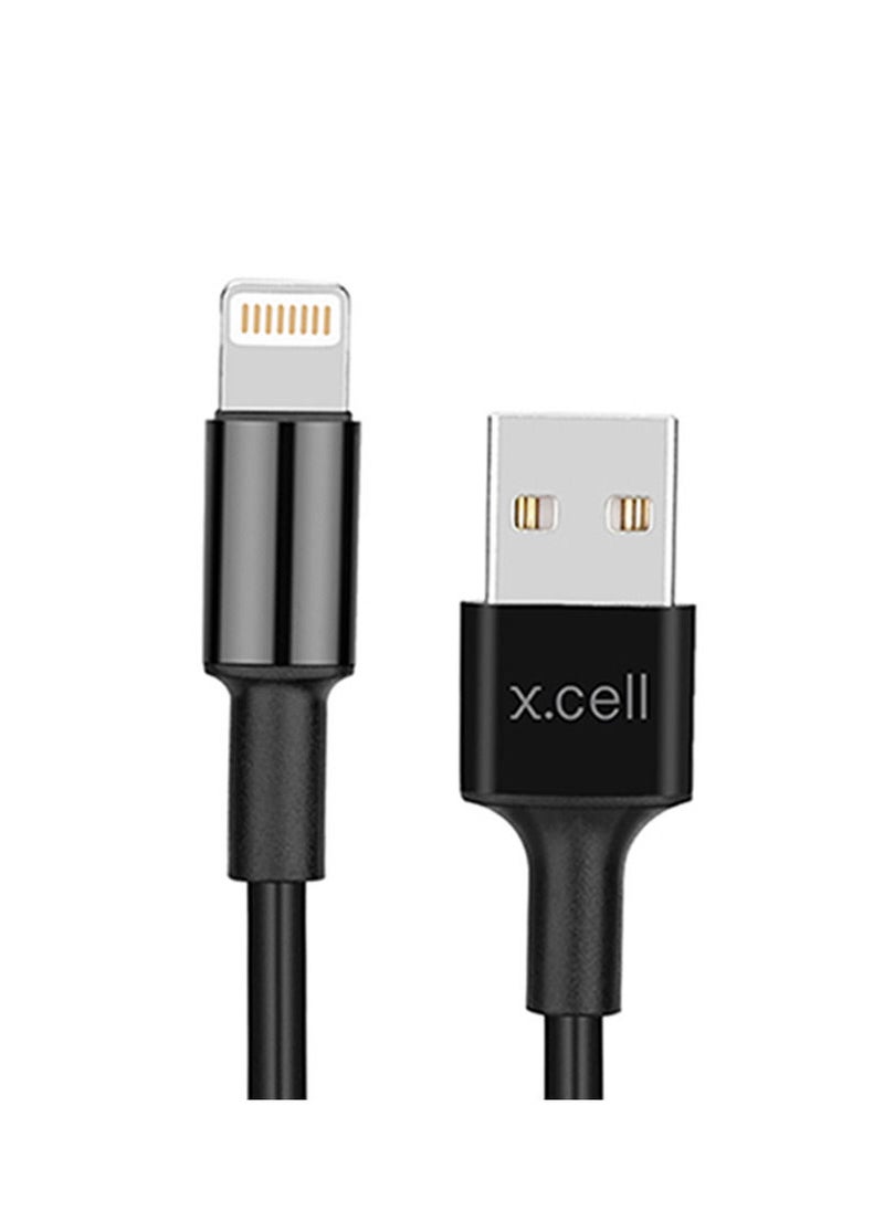 Xcell Xcell USB-A to Lightning Cable | 1.5Mtr | 3A Power Delivery | Heat Resistant Braided | High Speed Data Sync | Compatible with iPhone 14/13/12/11/X, iPad, AirPods - Black  - Image 2