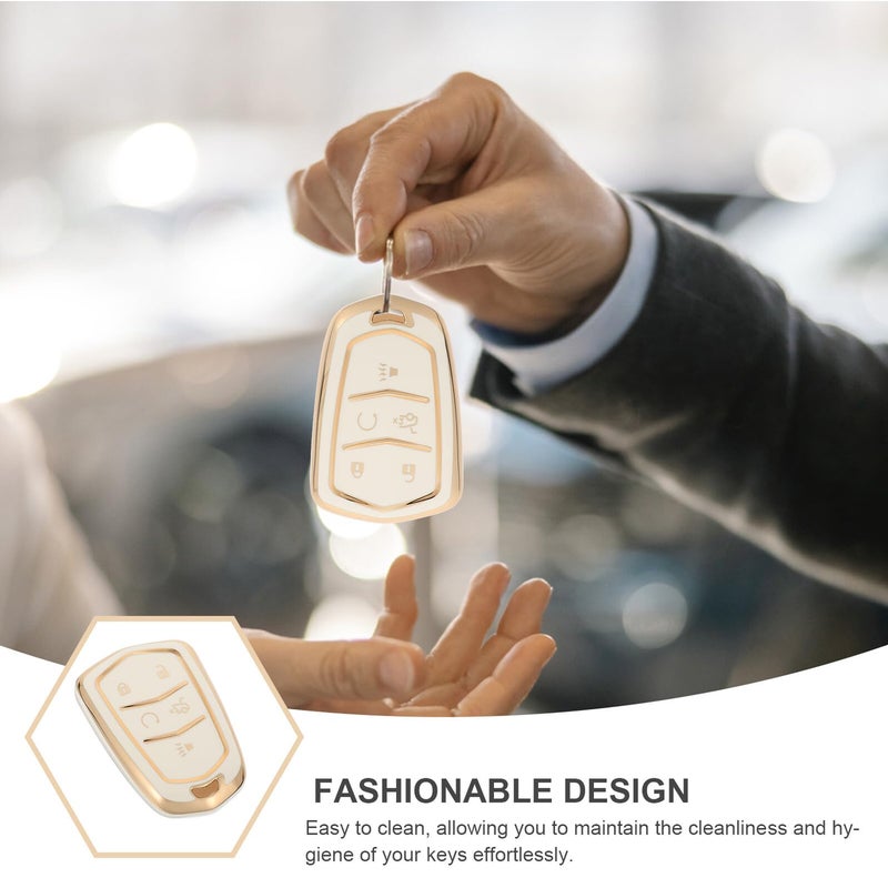 غطاء مفتاح سيارة من TPU الأبيض واقي الصدفة المتوافق مع Luxury 5 Key - Image 4