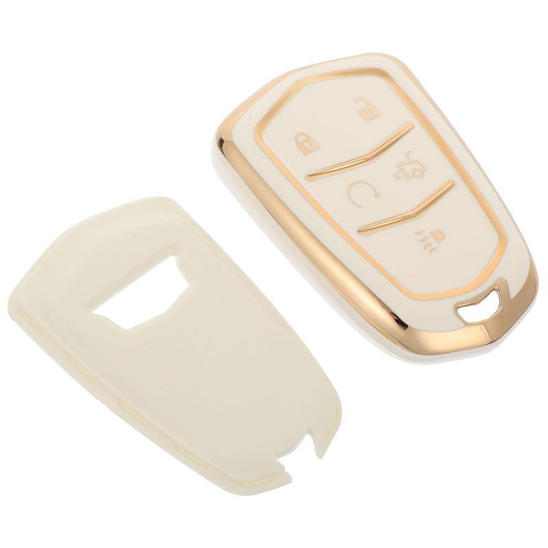 غطاء مفتاح سيارة من TPU الأبيض واقي الصدفة المتوافق مع Luxury 5 Key - Image 2