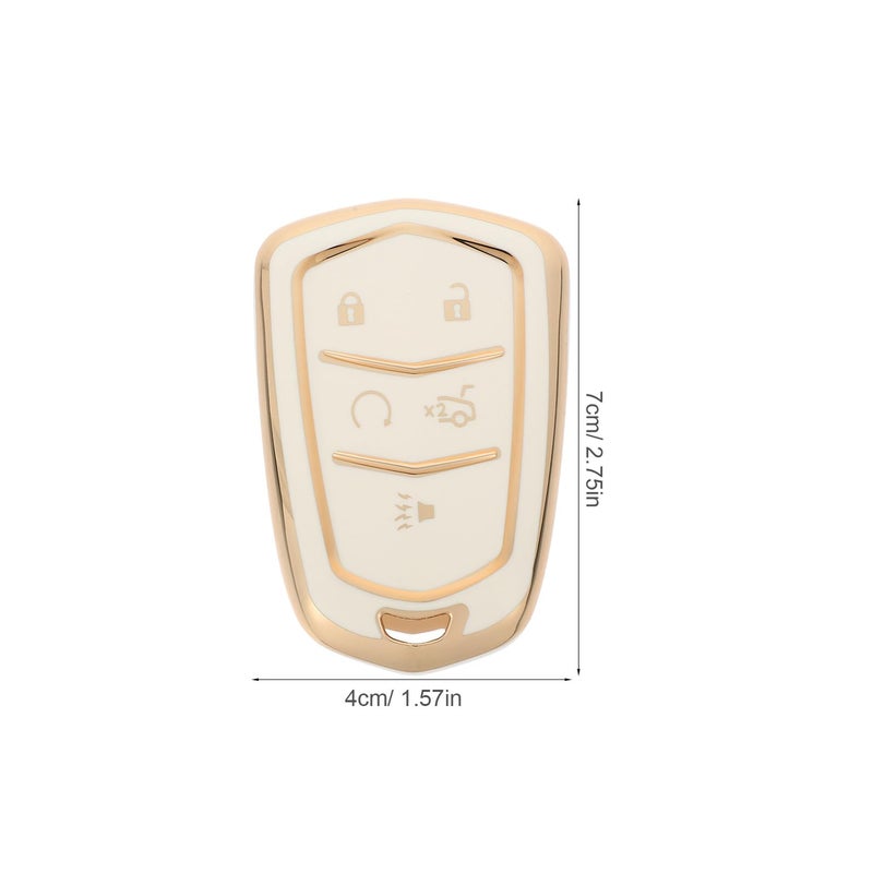 غطاء مفتاح سيارة من TPU الأبيض واقي الصدفة المتوافق مع Luxury 5 Key - Image 3