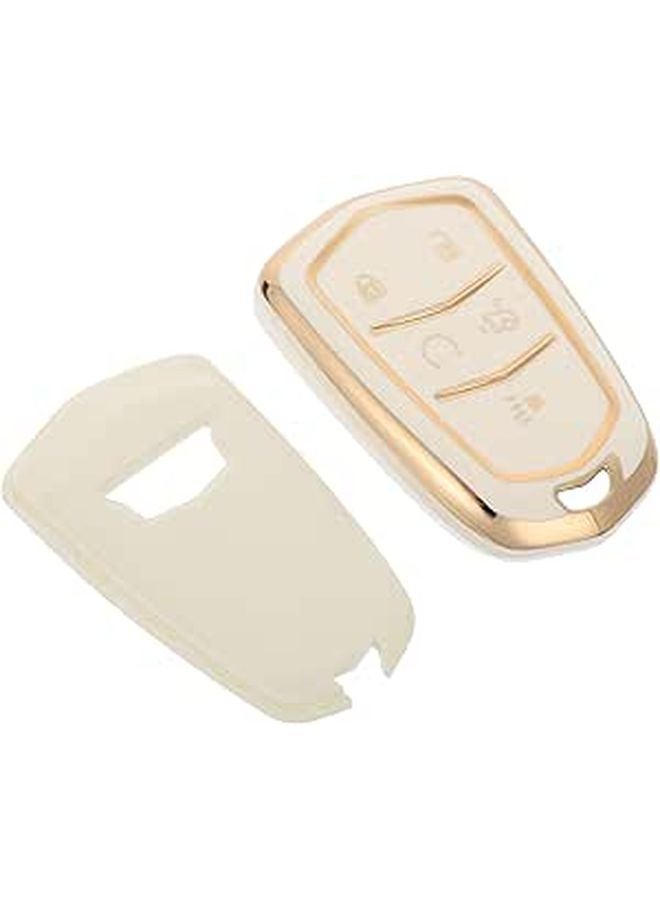 غطاء مفتاح سيارة من TPU الأبيض واقي الصدفة المتوافق مع Luxury 5 Key - Image 1