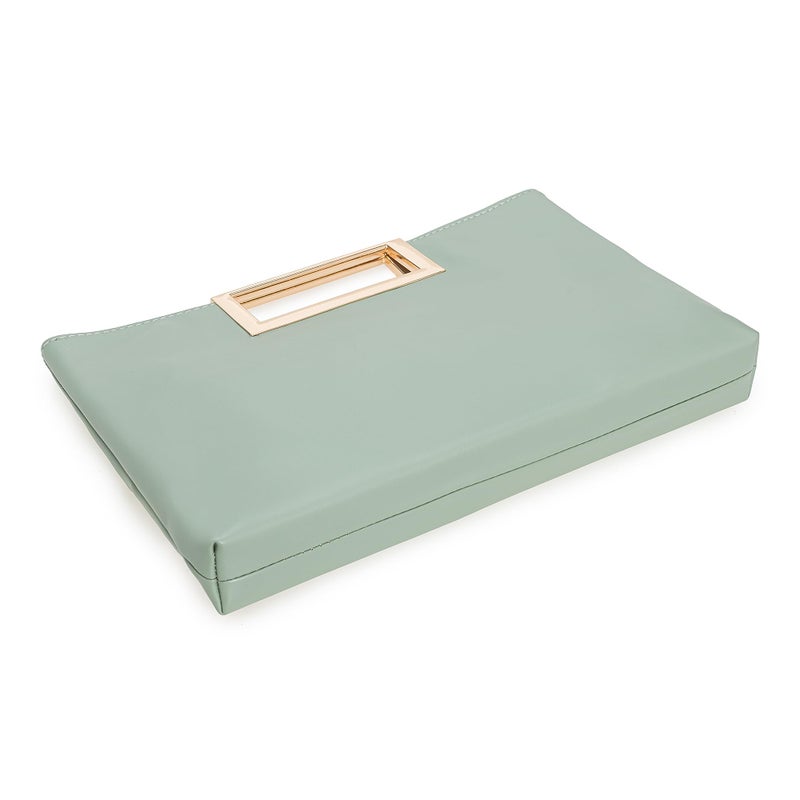 CHARMING TAILOR Fashion PU Leather Handbag Stylish Women Convertible Clutch Purse (Mint) - Image 5