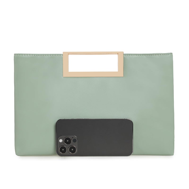 CHARMING TAILOR Fashion PU Leather Handbag Stylish Women Convertible Clutch Purse (Mint) - Image 3