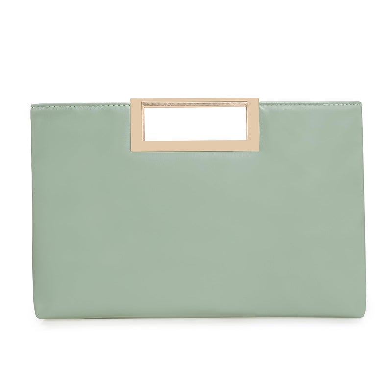 CHARMING TAILOR Fashion PU Leather Handbag Stylish Women Convertible Clutch Purse (Mint) - Image 1