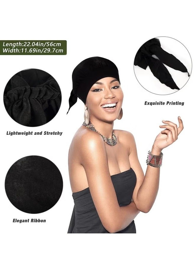 Chemo Headwear for Women Head Scarfs Turbans Scarves Bandanas Hair Loss Beanie Hat Breathable Ladies Turban Hats Headwear Headwrap Scarfs Cap Silky(Black) - Image 2