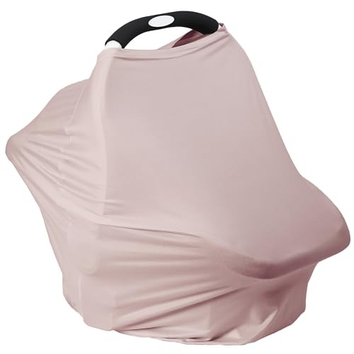 MeetJoy Breathable Car Seat Cover for Babies – Multi-Purpose Soft Rayon Nursing Cover for Breastfeeding, High Stretchy Infant Carseat Canopy, Stroller Cover (Smooth Rayon, Warm Natural) - Image 1