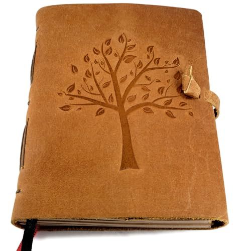 ThoughtSpace Journals ThoughtSpace Leather Bound Journal for Women & Men with Lined Paper - Handcrafted Poetry & Grimoire Journal, Full-Grain Leather Bound Notebook - Sun & Moon Design - 5x7 in Lined Paper, 184 Pages - Image 1