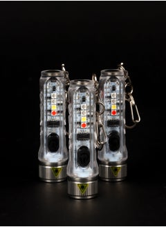 LUSTER 3pc Rechargeable LED Flashlight 4 Lighting Modes Keychain Hanging Flashlight Clear  - Image 1