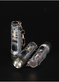 LUSTER 3pc Rechargeable LED Flashlight 4 Lighting Modes Keychain Hanging Flashlight Clear  - Image 2