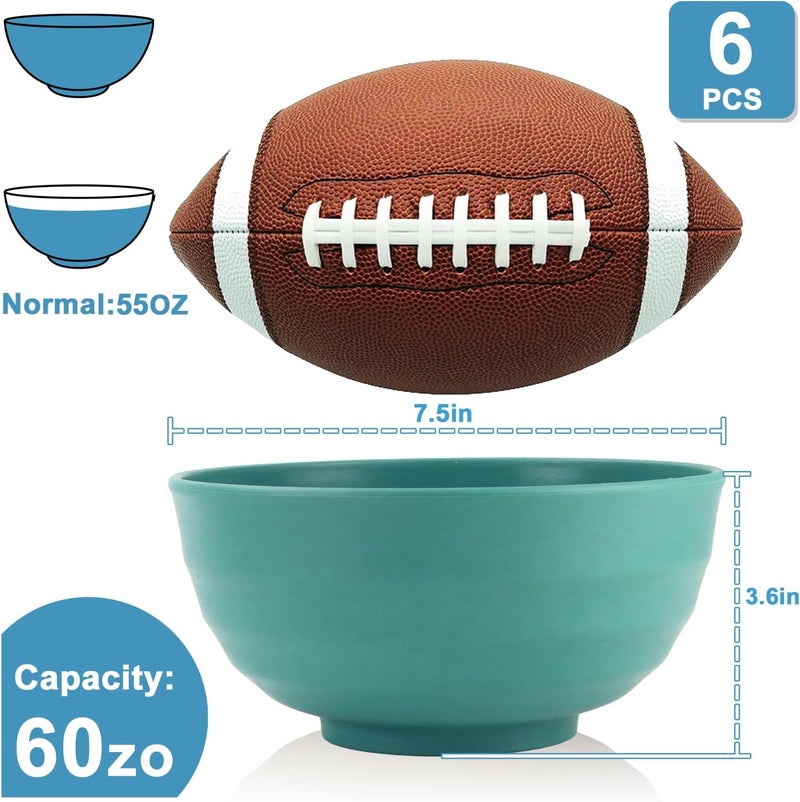 BUSOKIP Wheat Straw Large Bowls 60 OZ, Cereal Bowls Set of 6, Unbreakable and Lightweight Large Serving Bowl for Kitchen, Dorm, Microwave and Dishwasher Safe Big Plastic Bowl Reusable - Green - Image 2