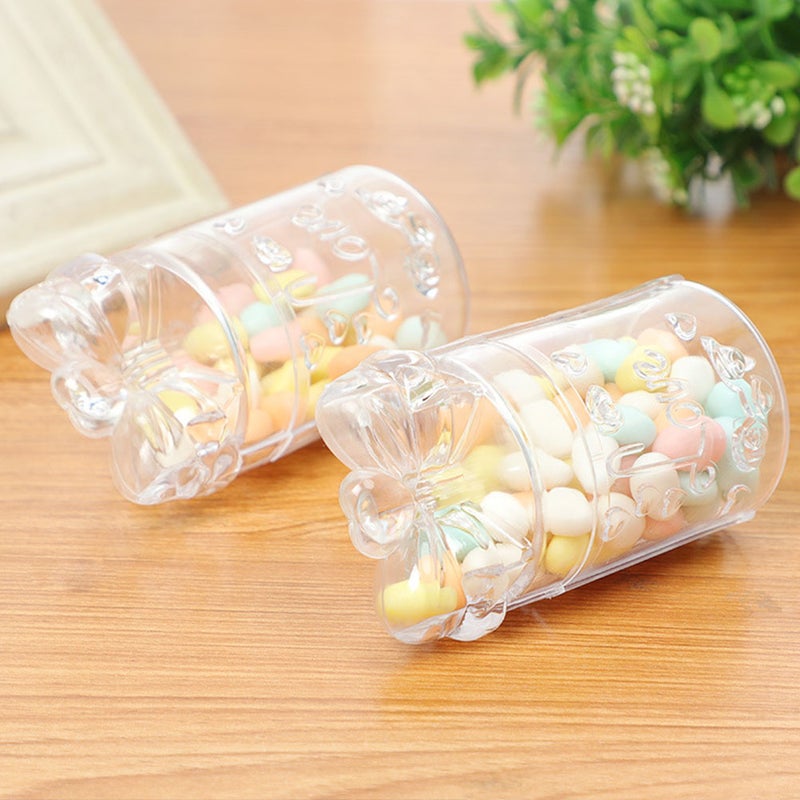 📦 صندوق شفاف مزخرف لهدايا الأعراس بتصميم ربطة أنيقة - Image 1