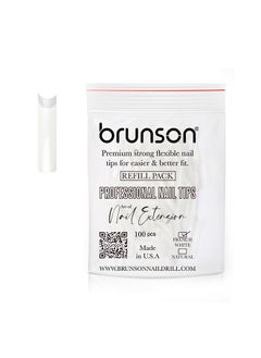 brunson False Nail Tips False Classic French White Professional Refill Pack 100 Pieces - Size 8, CLFCN8  - Image 1