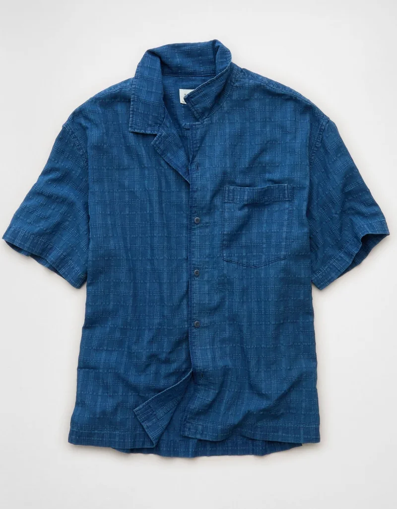 American Eagle  AE Relaxed Short-Sleeve Button-Up Shirt for Men | Best Price UAE